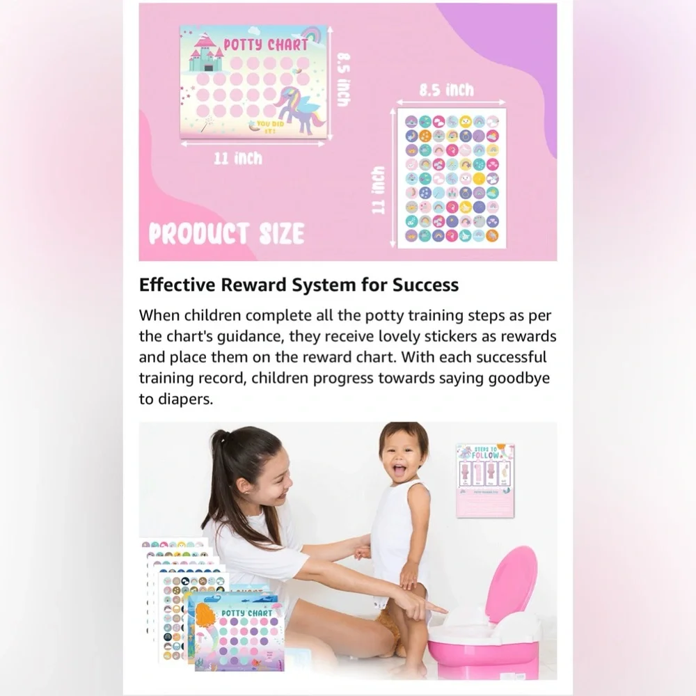 Potty Training Sticker Chart 5 Fun Styles 17 PCS Potty Chart for Girls